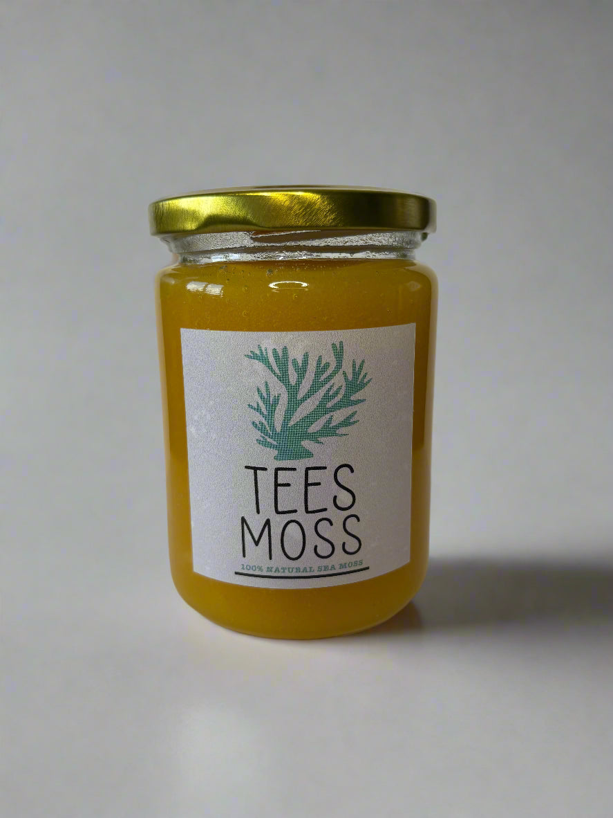 Jar of 'Tees Moss' product on a white background