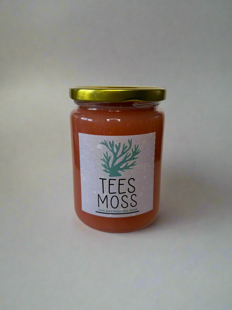 jar of tees moss in a clean whit background